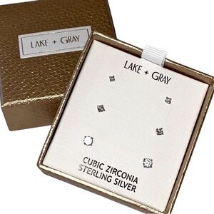 Lake + Gray NWT in box sterling silver cubic zirconia stud earrings set of 3.